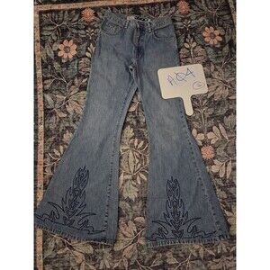 Y2K JNCO GIRLIE RARE 2000 Futura 30" Flare Embroidered Flame Skater Junior 5